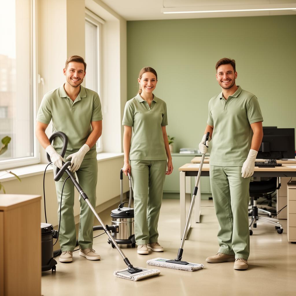 Friendly Blossom Mar cleaning team in a modern office